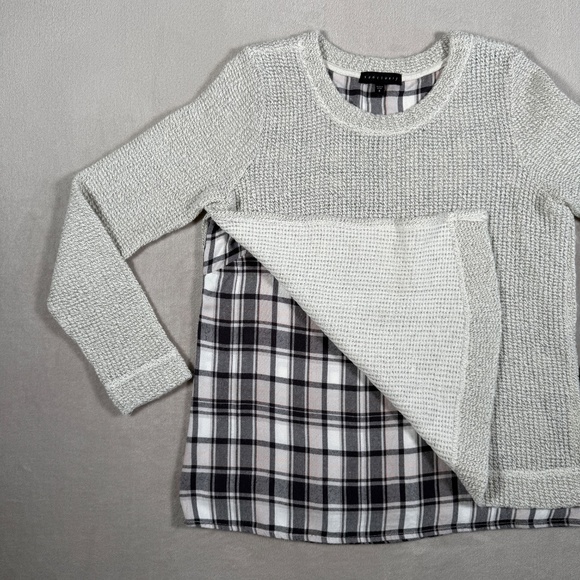 Sactuary Sweater Womens Small Light Gray Plaid Lined Long Sleeve Wool Blend - Picture 6 of 15